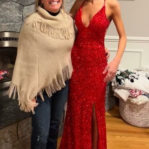 Red sparkly Jovani homecoming/prom dress